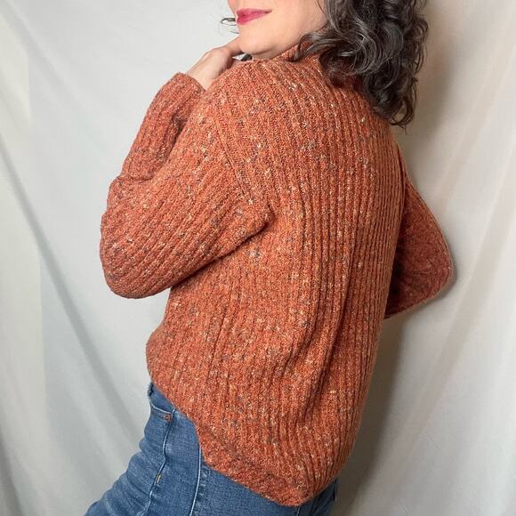 Vintage 90s Y2K ribbed orange turtleneck sweater boucle Spiegel marled oversized - Picture 15 of 17